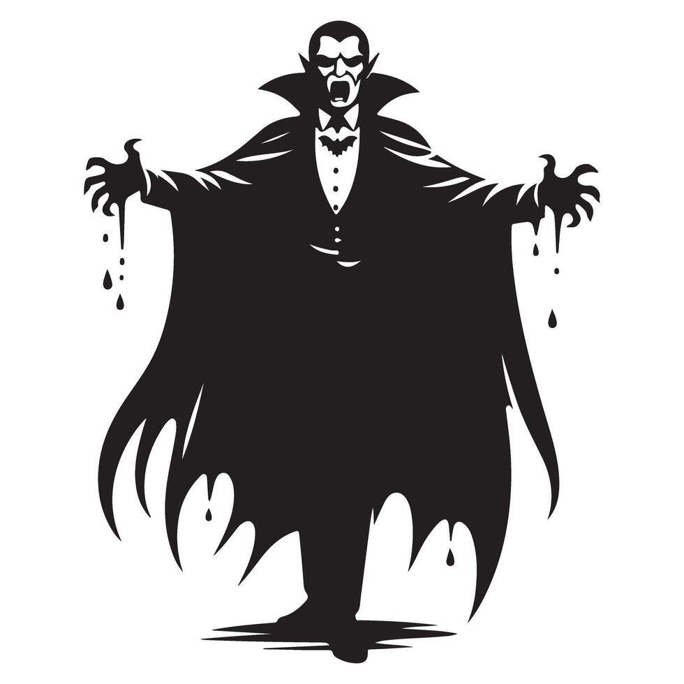 Menacing Dracula Silhouette Illustration for Halloween and Horror Themes vector