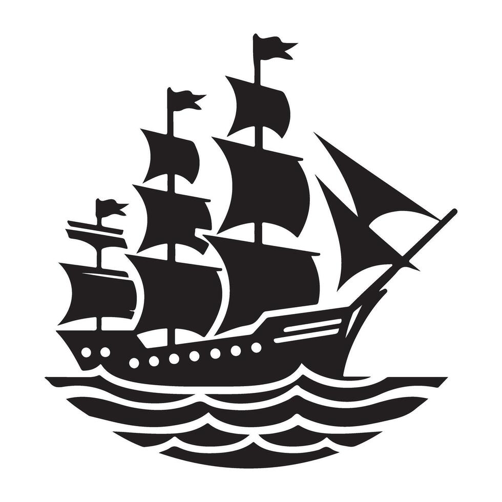 Antique Sailing Ship Art for Nautical Themed Designs vector