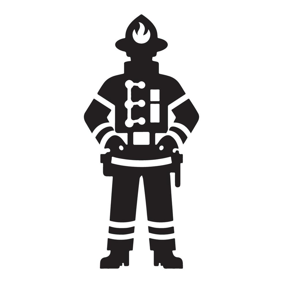 Brave Firefighter Silhouette Graphic for Emergency Services and Heroism vector