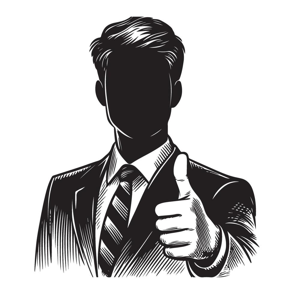 Silhouette Professional Man Giving Thumbs Up Illustration Design vector