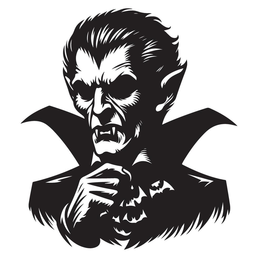 Classic Vampire Silhouette Illustration for Halloween and Gothic Themes vector