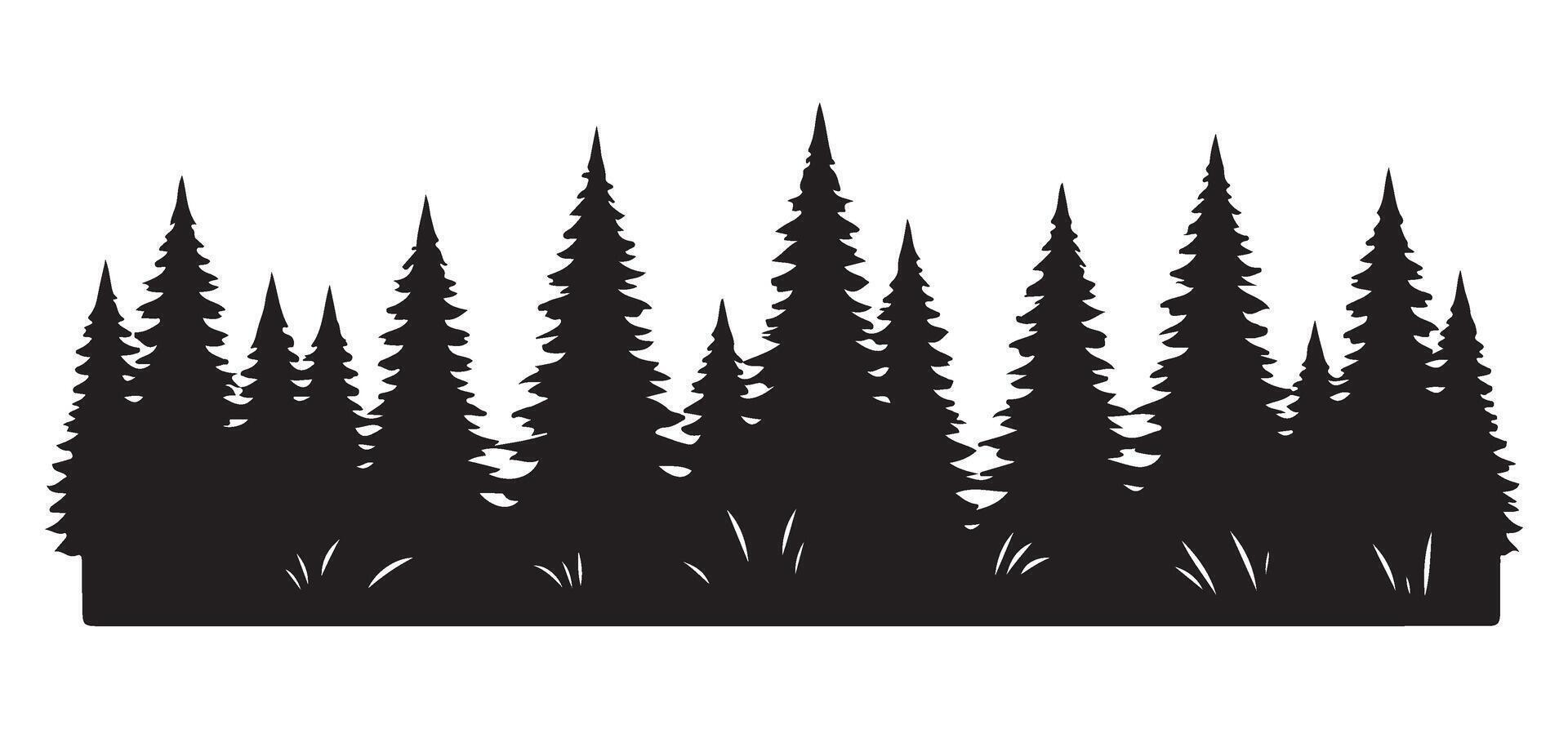 Pine forest silhouette illustration seamless pattern background design vector