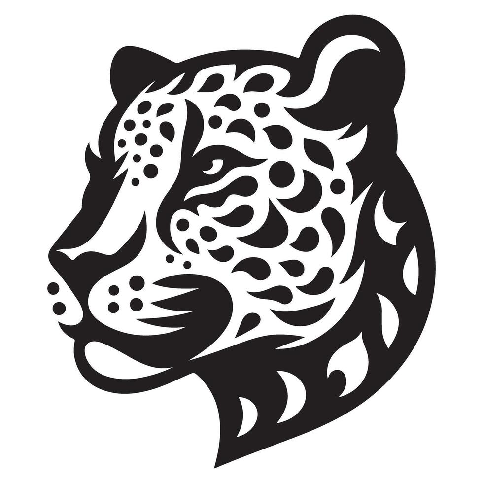 Stylized Jaguar Head Silhouette Illustration for Graphic Design Projects vector