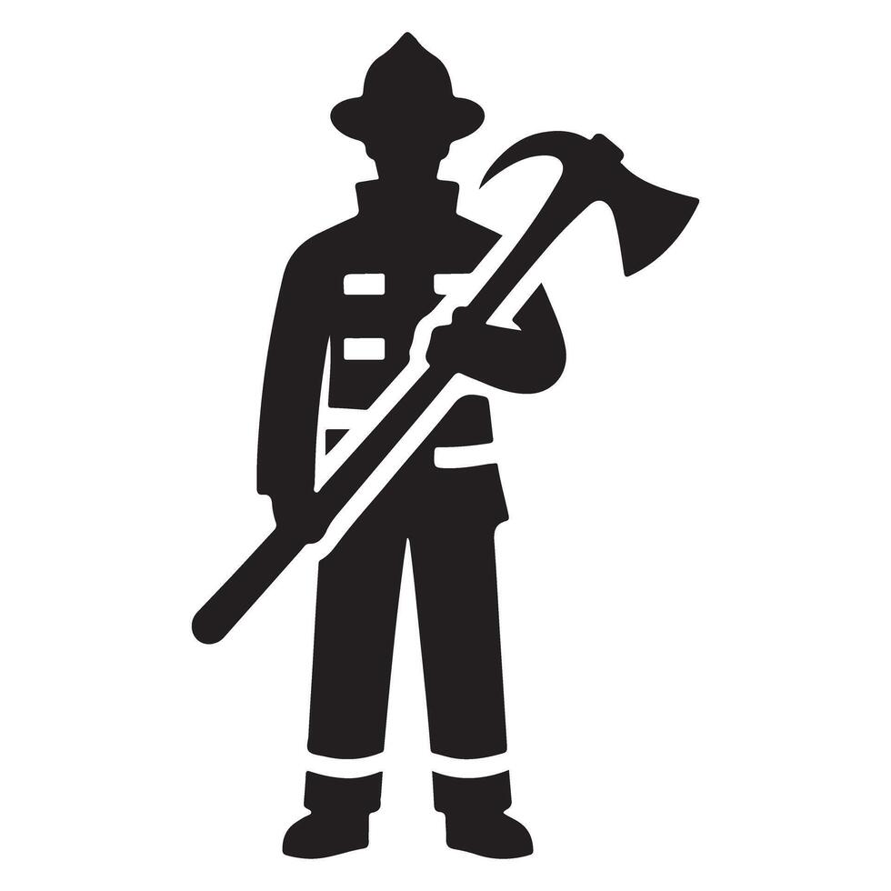 Brave firefighter silhouette image for emergency services and safety vector