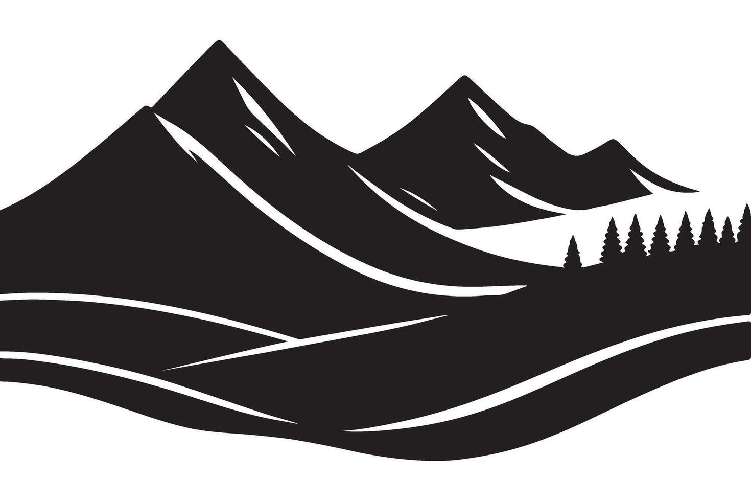 Mountain Landscape Silhouette Graphic for Outdoor Adventure Themes vector