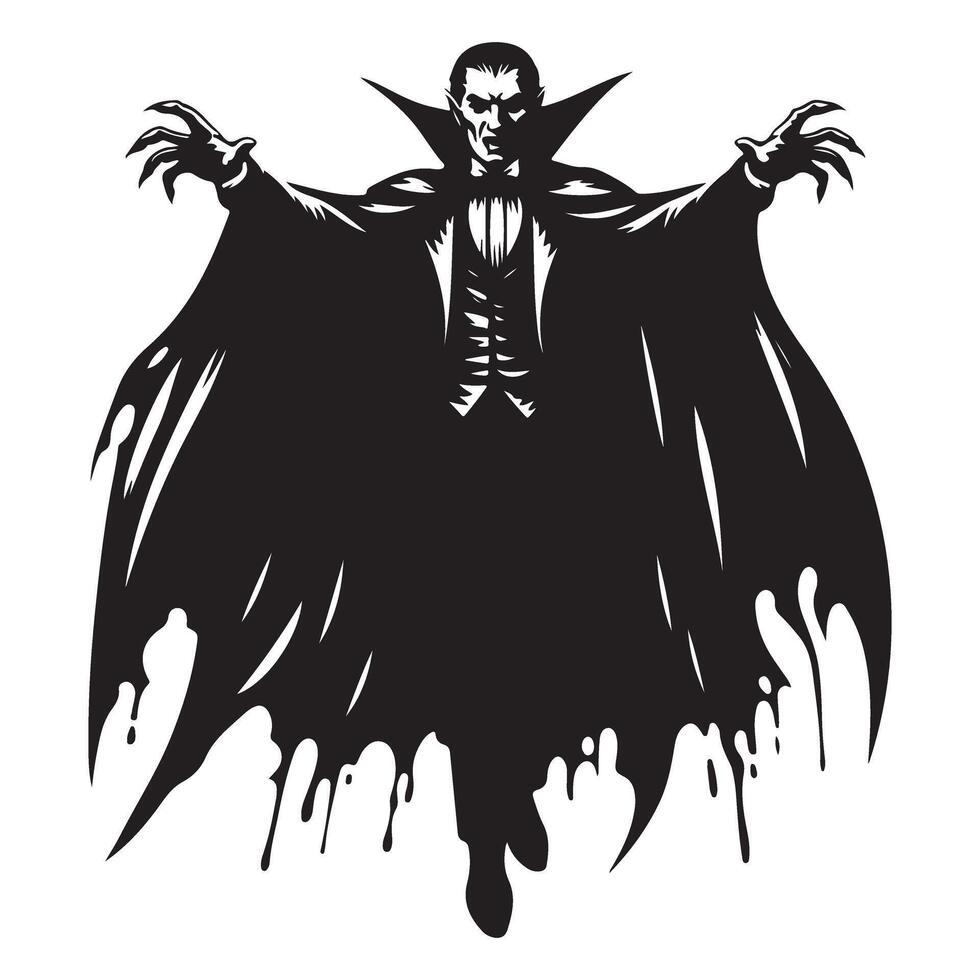 Classic vampire illustration silhouette with cape design element vector