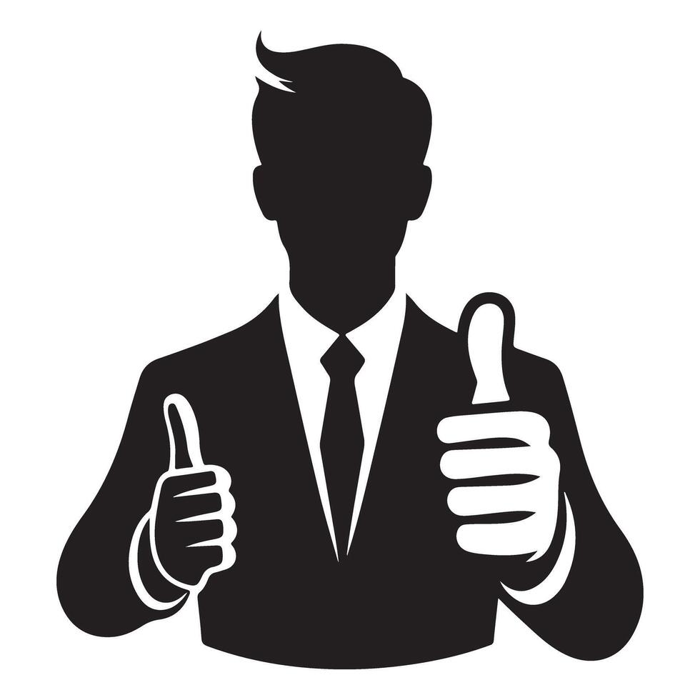 Businessman Silhouette Thumbs Up Art for Success and Approval vector