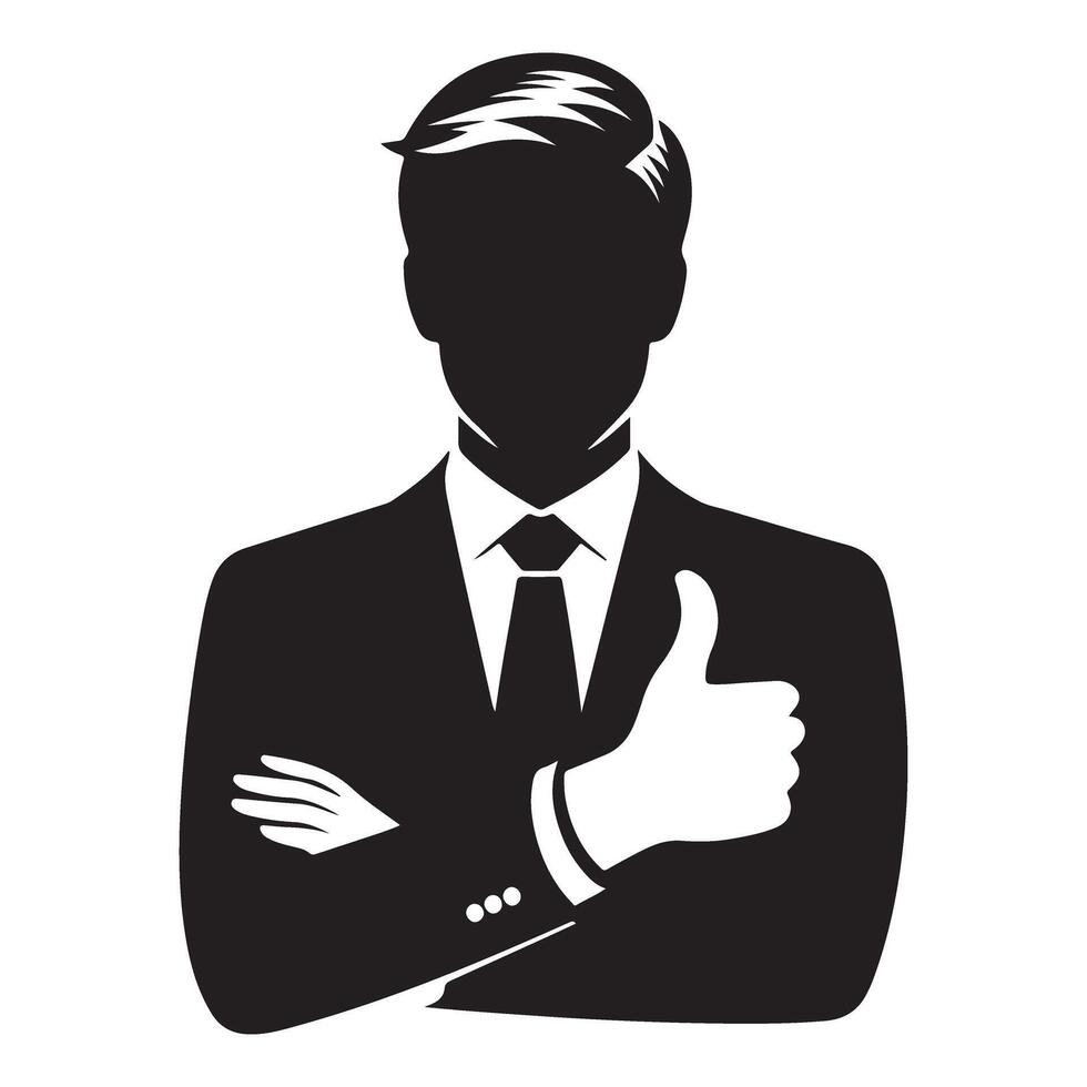 Successful Businessman Giving Thumbs Up Silhouette Illustration for Professional vector