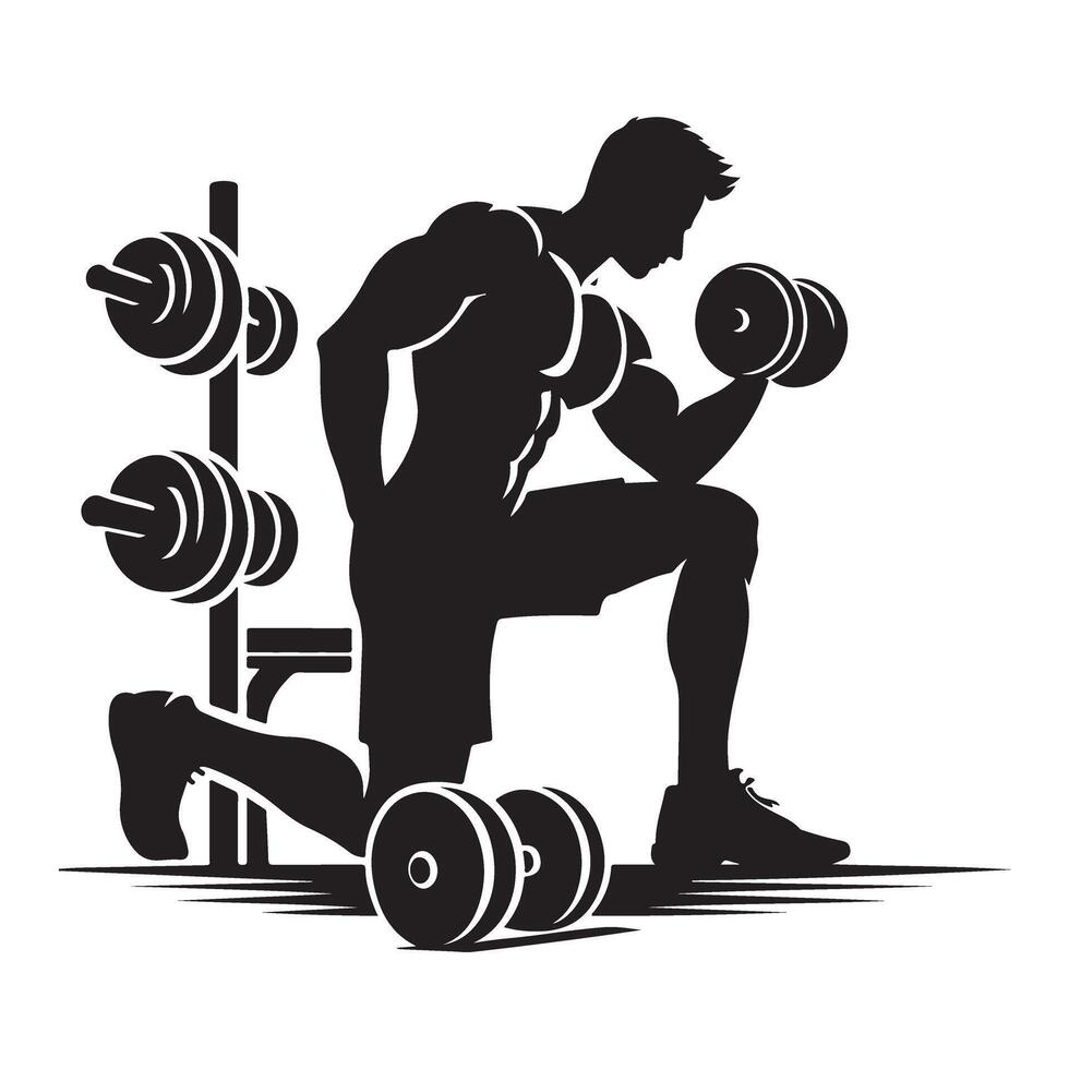 Silhouette bodybuilder image for fitness and workout motivation vector