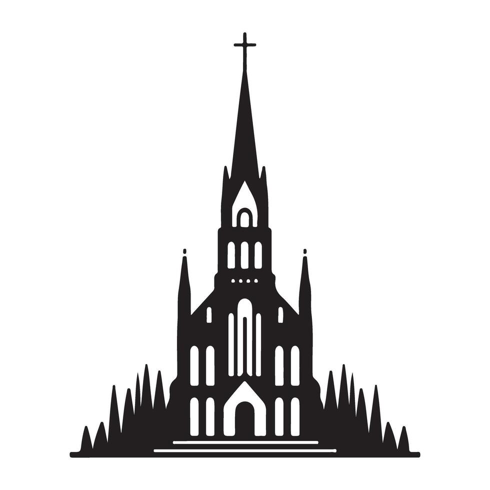 Silhouette church design for faith, architecture and community vector