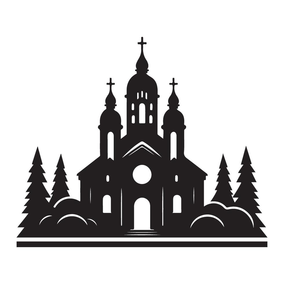 Beautiful Church Silhouette Illustration for Religious Designs and Prints vector