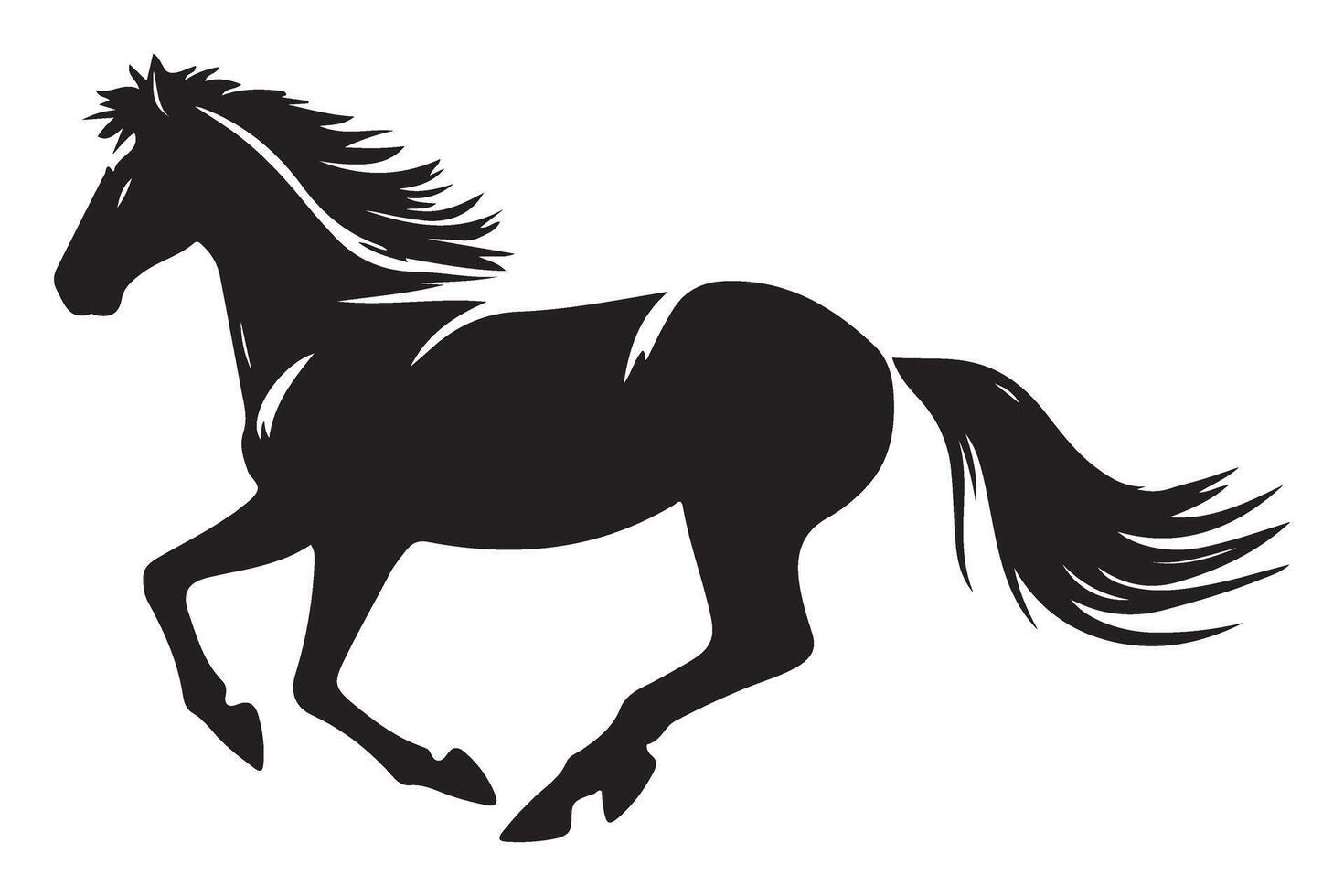 Galloping Horse Silhouette Illustration for Equestrian Design Projects vector