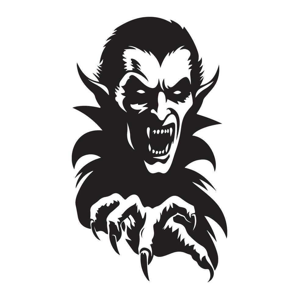 Fearsome Vampire Silhouette Art Perfect for Halloween Projects vector
