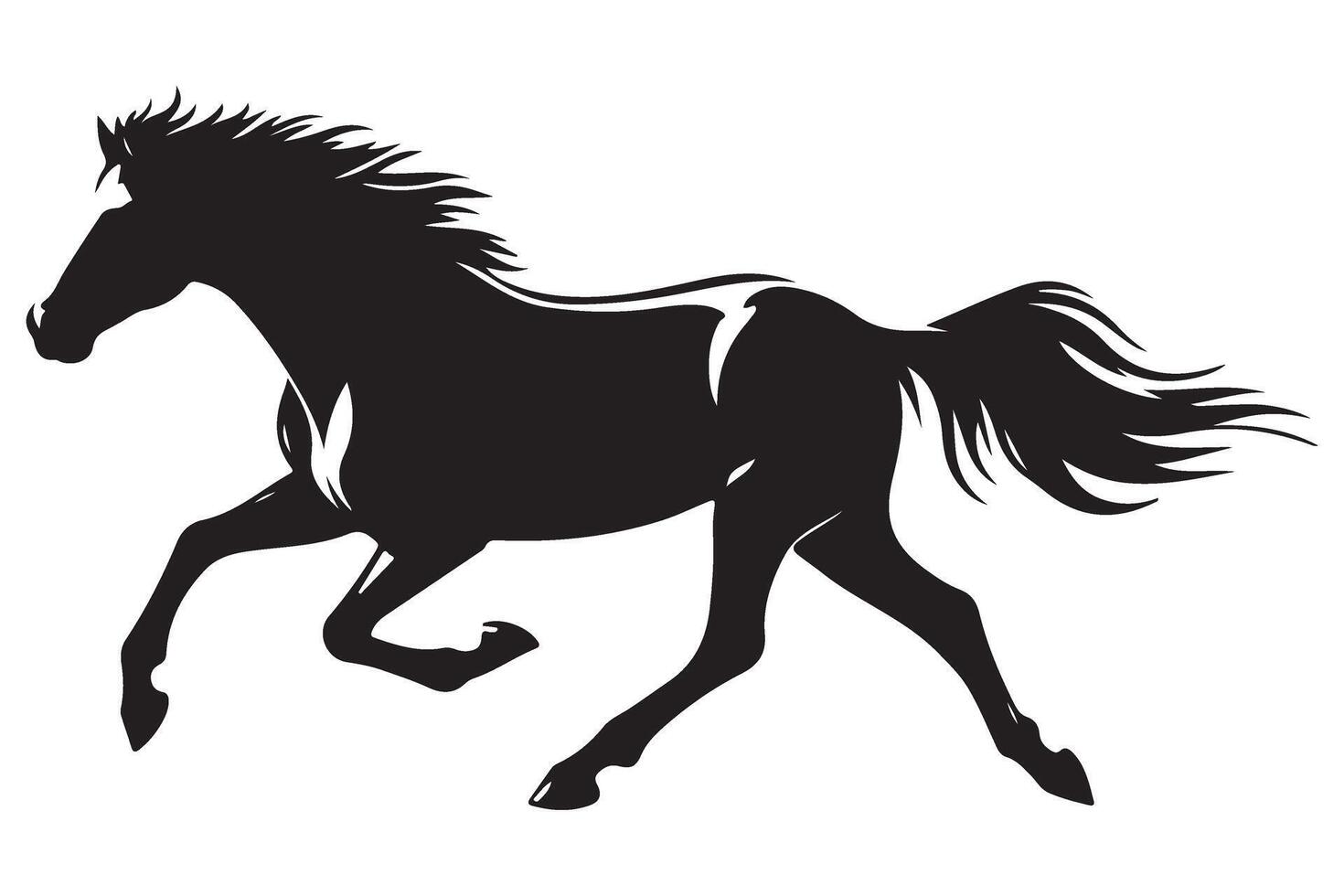 Elegant Horse Silhouette Illustration Graceful Running Equestrian Art vector
