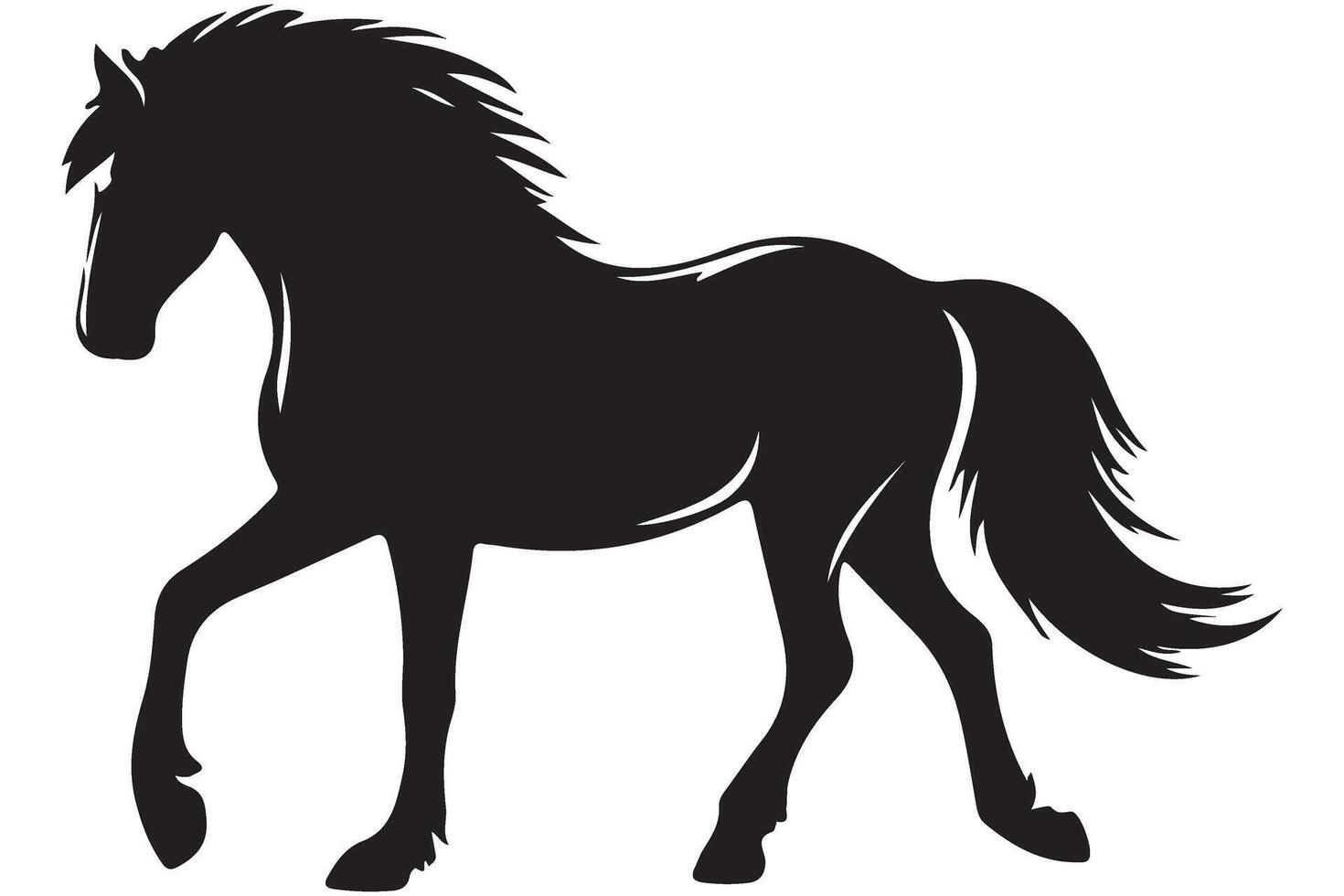 Elegant Silhouette of Beautiful Horse Standing Pose Illustration vector