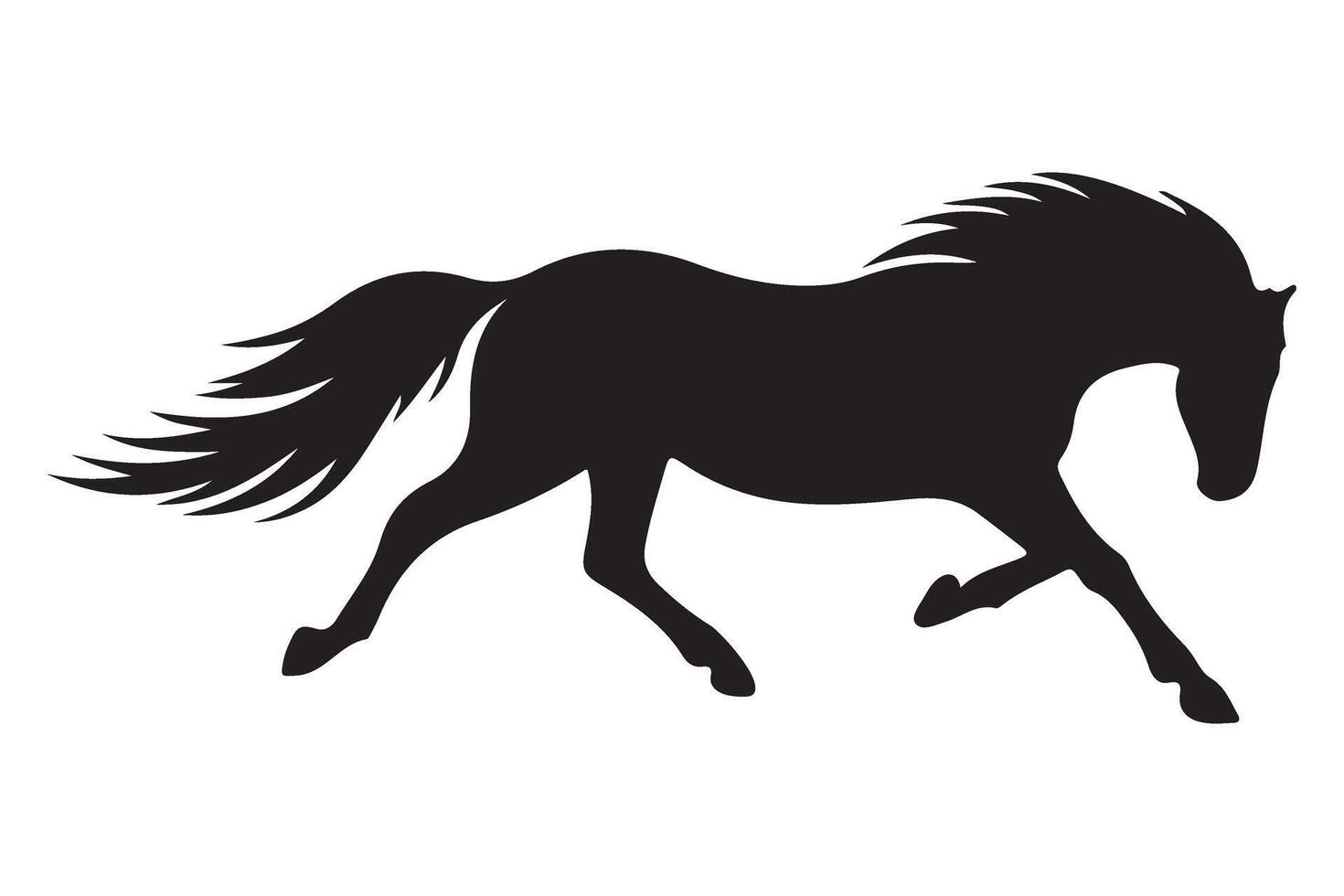 Black Silhouette Horse at Full Speed Digital Illustration vector