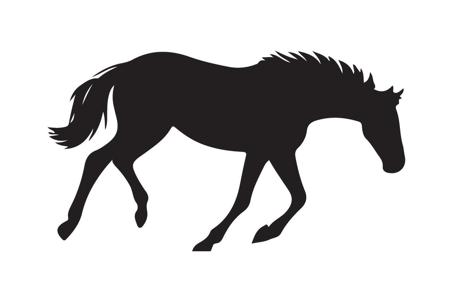 Prancing Horse Silhouette Design for Wild Animal Illustration vector