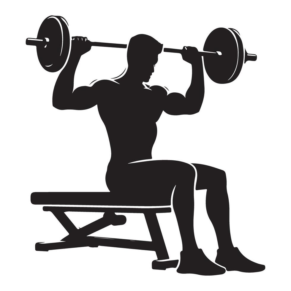 Weightlifting Bench Press Silhouette Image for Strength Training vector