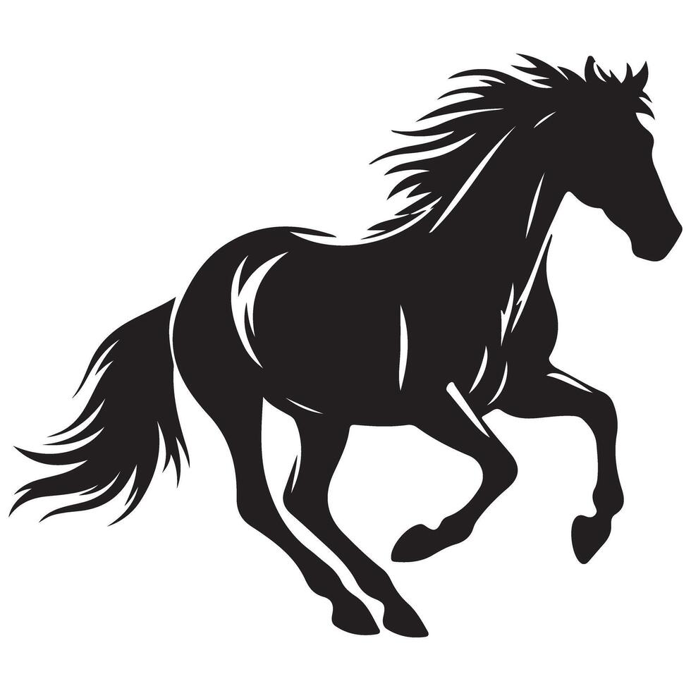 Elegant Prancing Horse Silhouette Illustration of Majestic Equine vector
