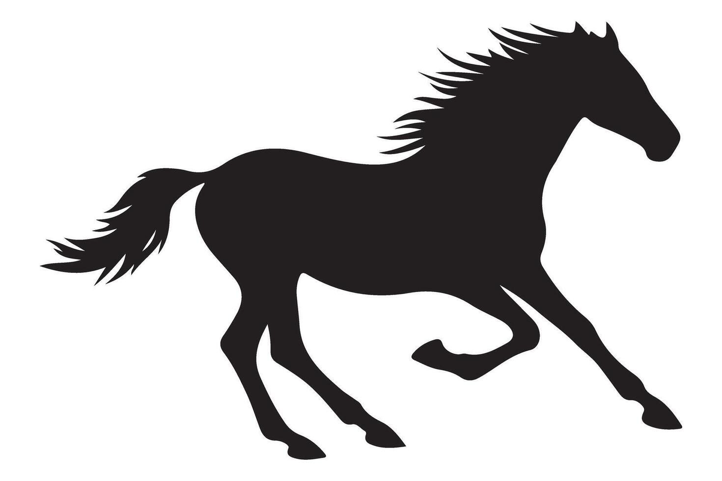 Galloping Horse Silhouette Art Capturing Dynamic Movement and Power vector
