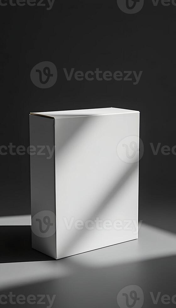 Minimalist White Box Mockup with Soft Shadows for Product Display photo