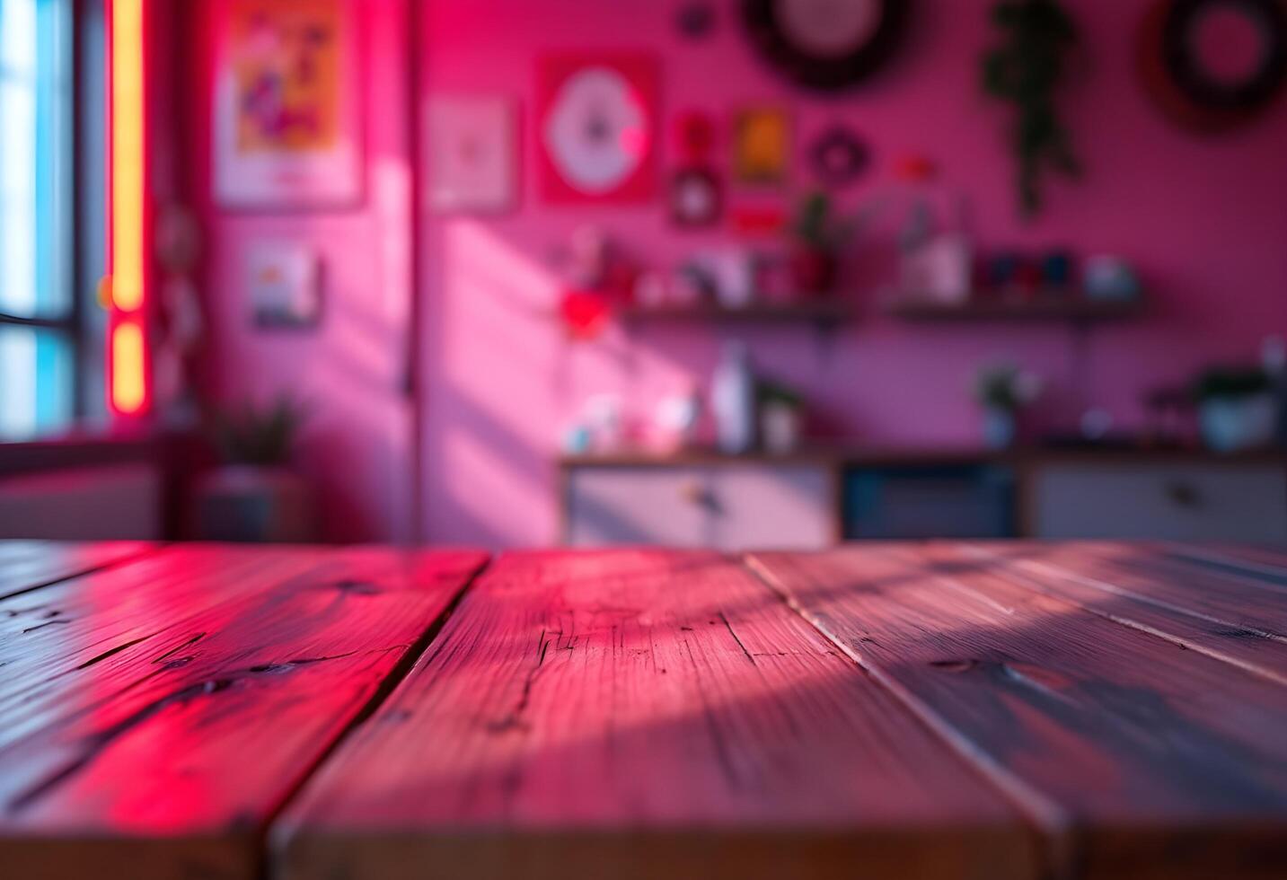 Rustic Wooden Table in Pink Room Decor Inspiration photo