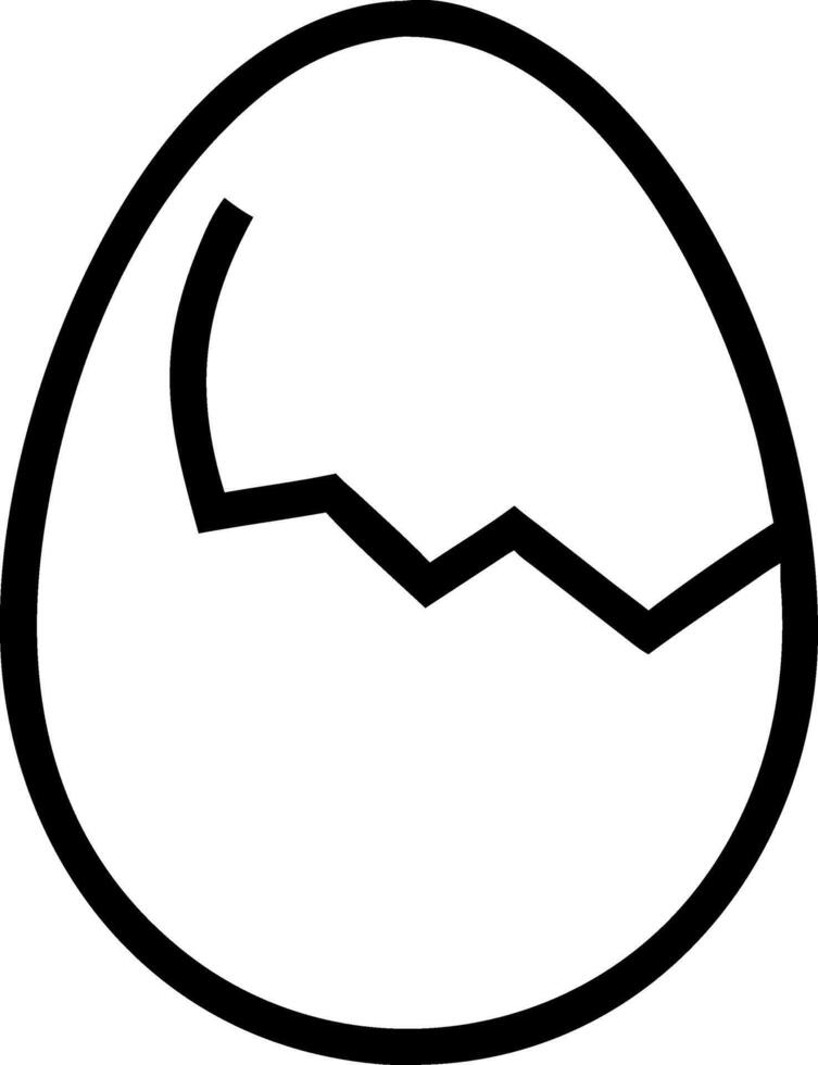 Simple Line Art Cracked Egg Illustration vector