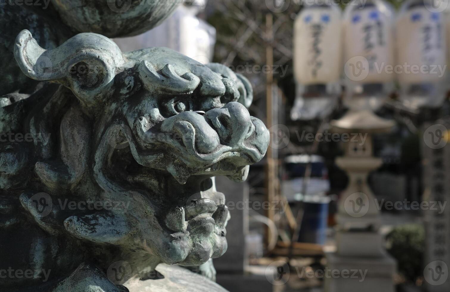 Lion head decoration at Namba Yasaka Shrine in Osaka, Japan photo