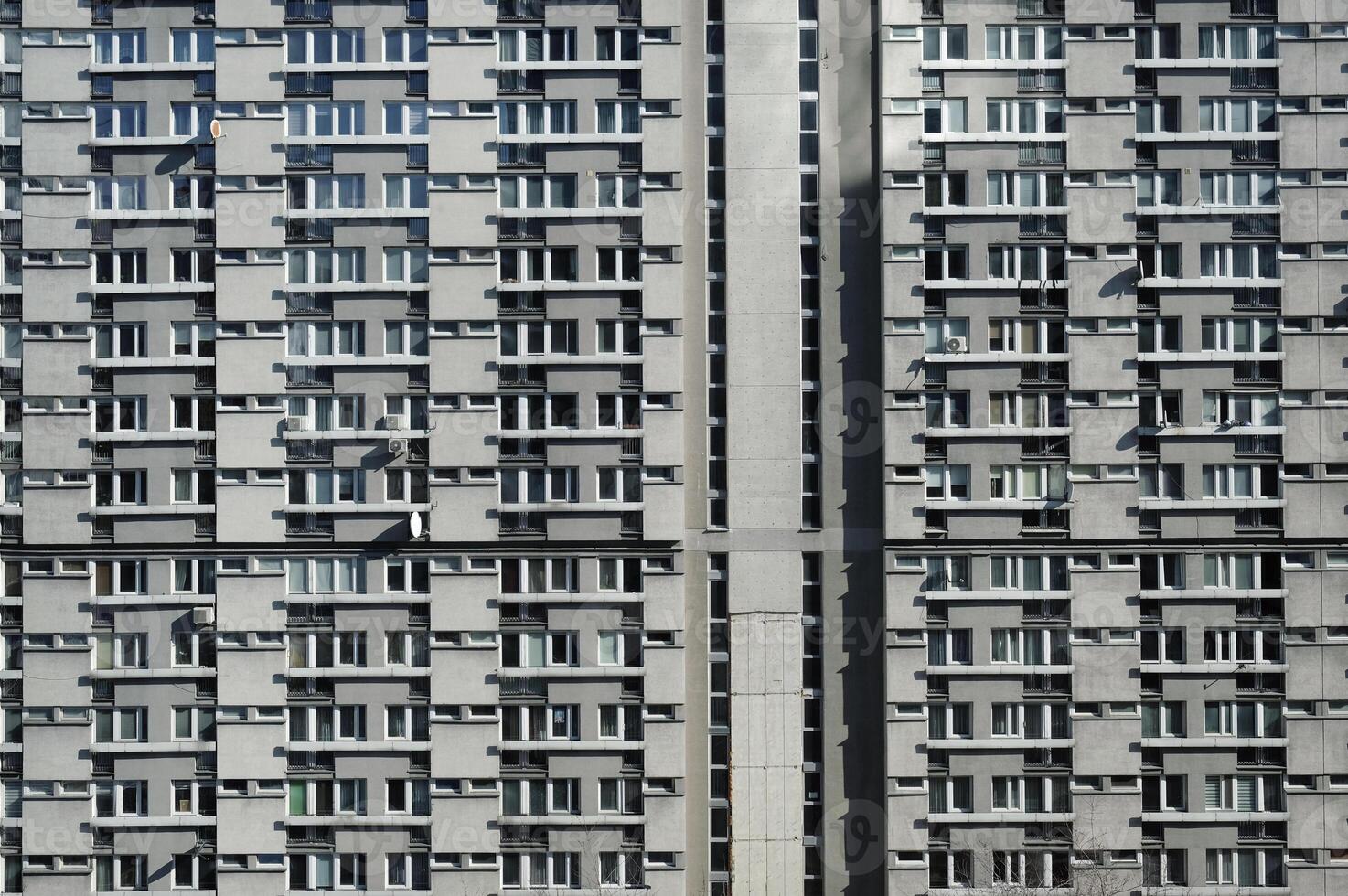 Gray generic brutalist architecture in Warsaw, Poland photo