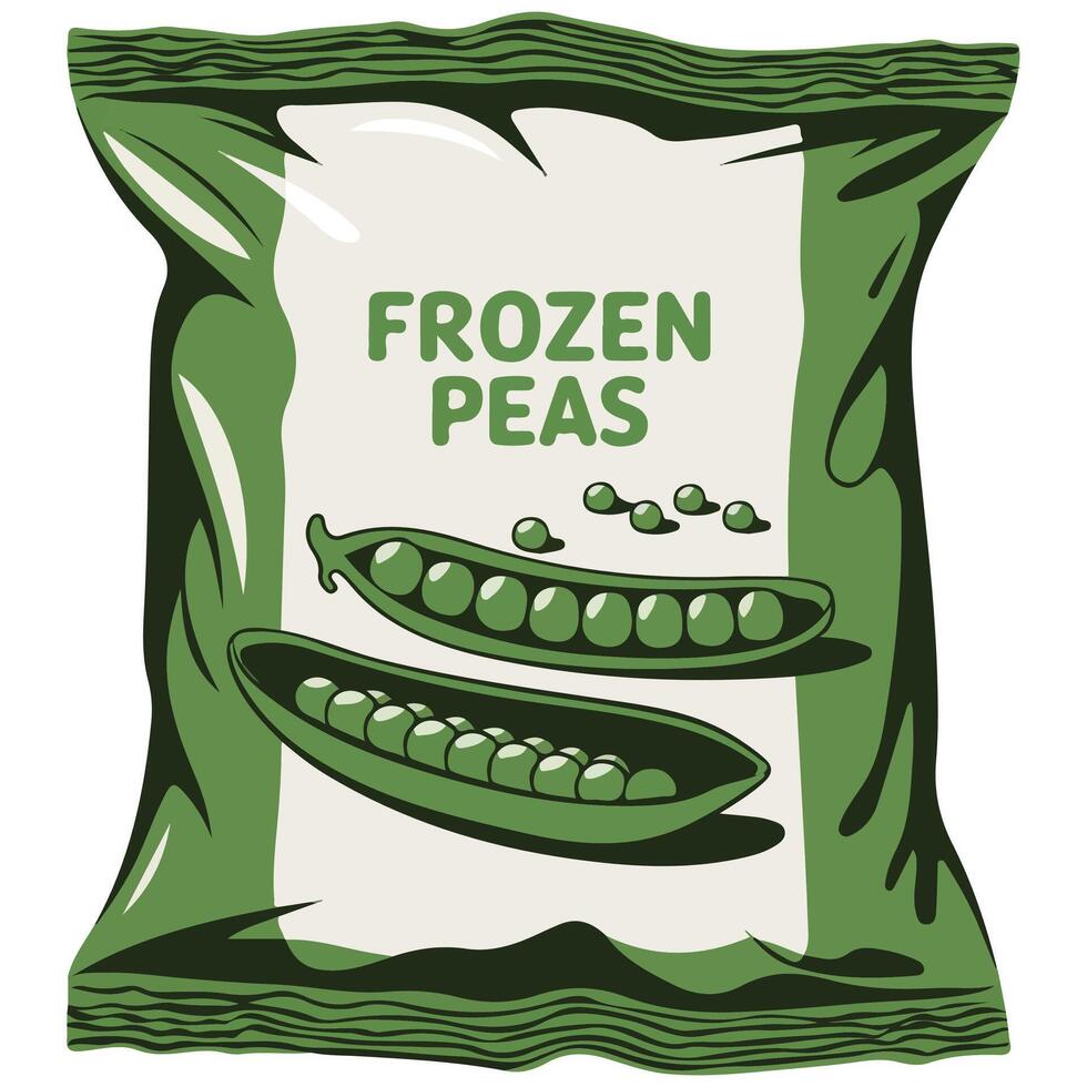 Pack of frozen peas on white vector