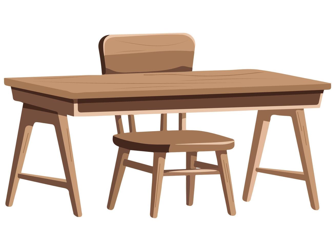 Desk and chair on white background vector