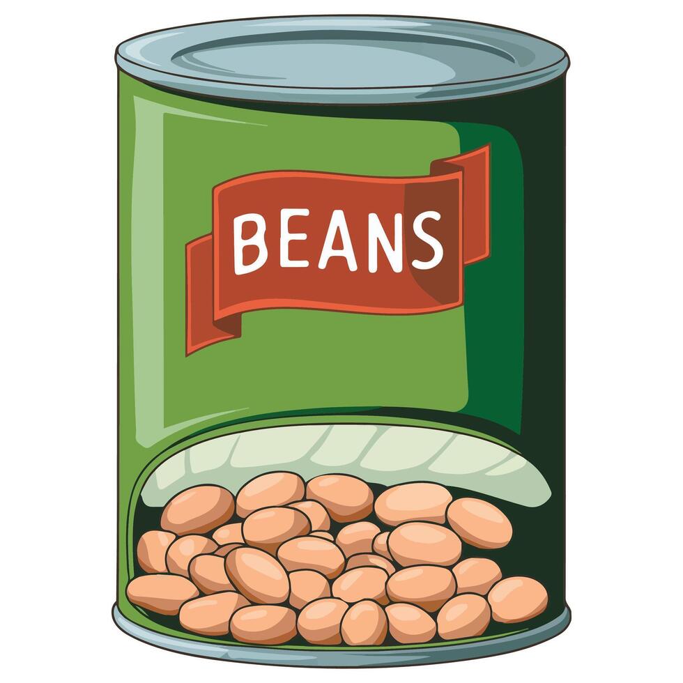 Can of beans on white background vector