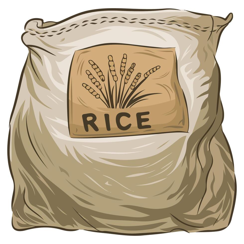 Sack of rice on white background vector