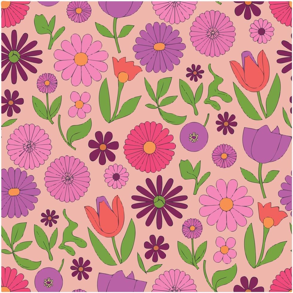 Cute floral pattern for fabric vector