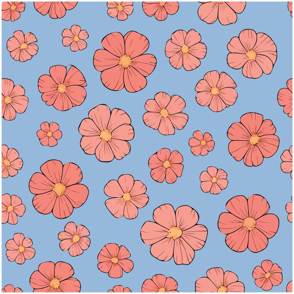 Hand painted floral pattern vector