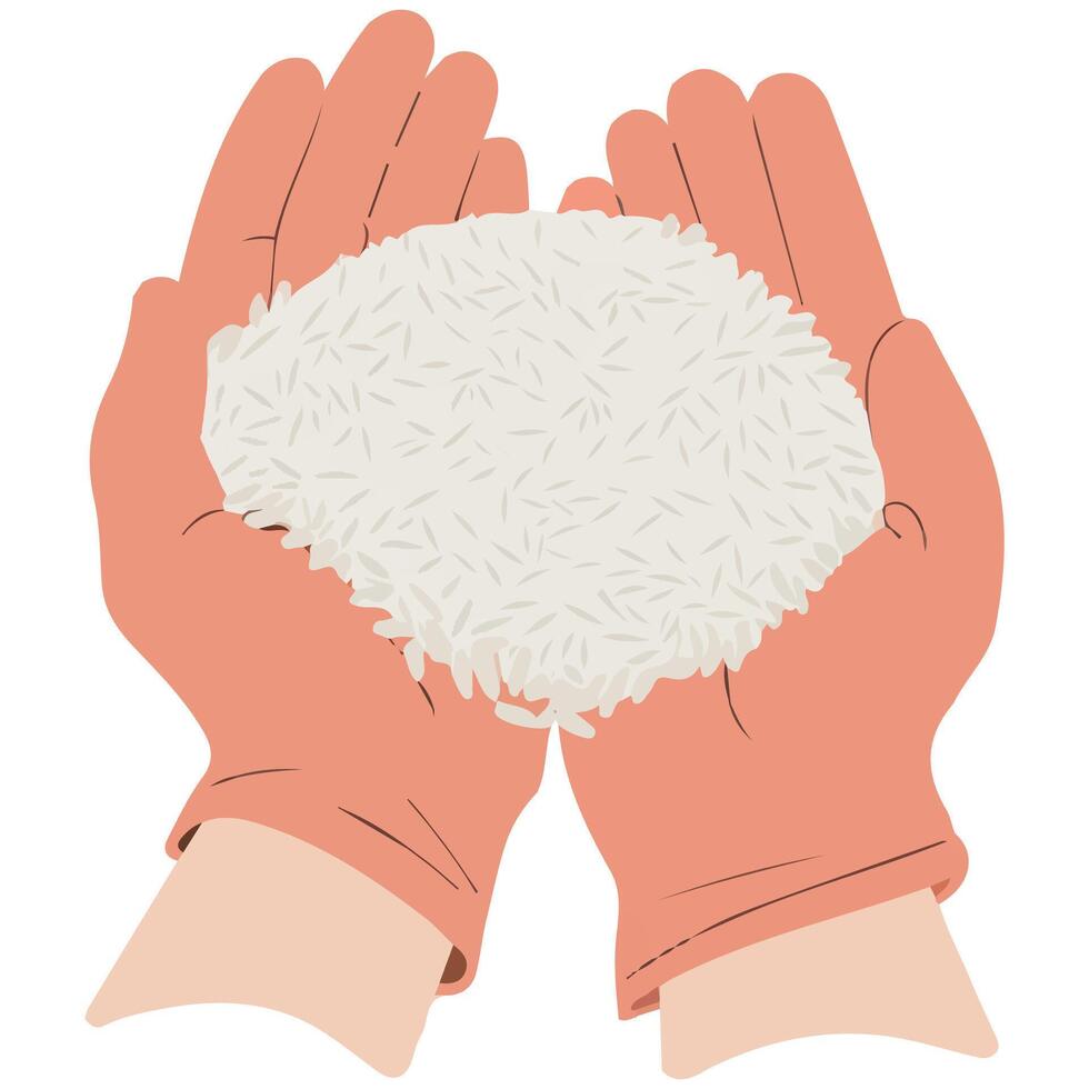 Rice grains in hand icon vector