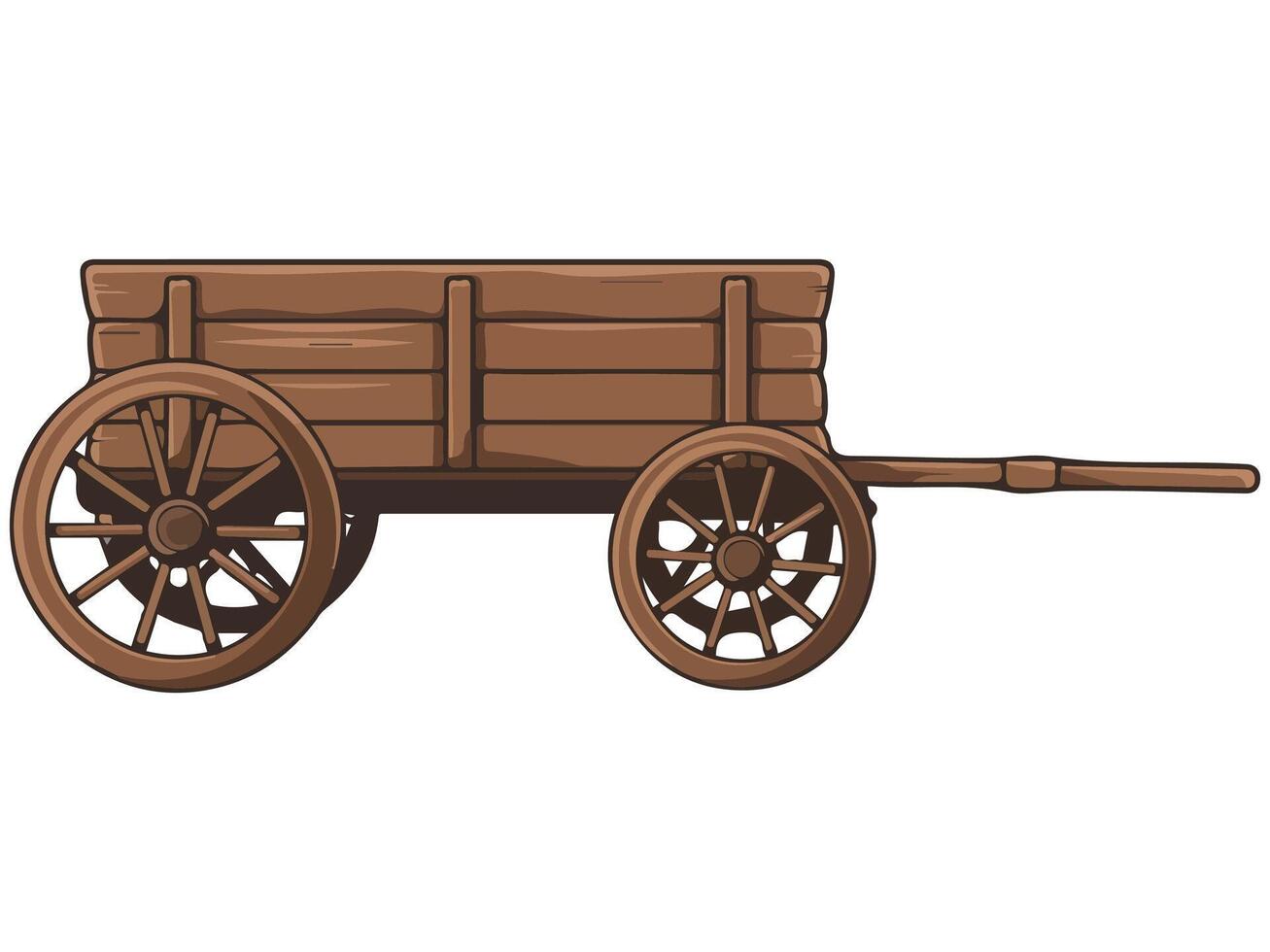 Wooden cart for goods vector