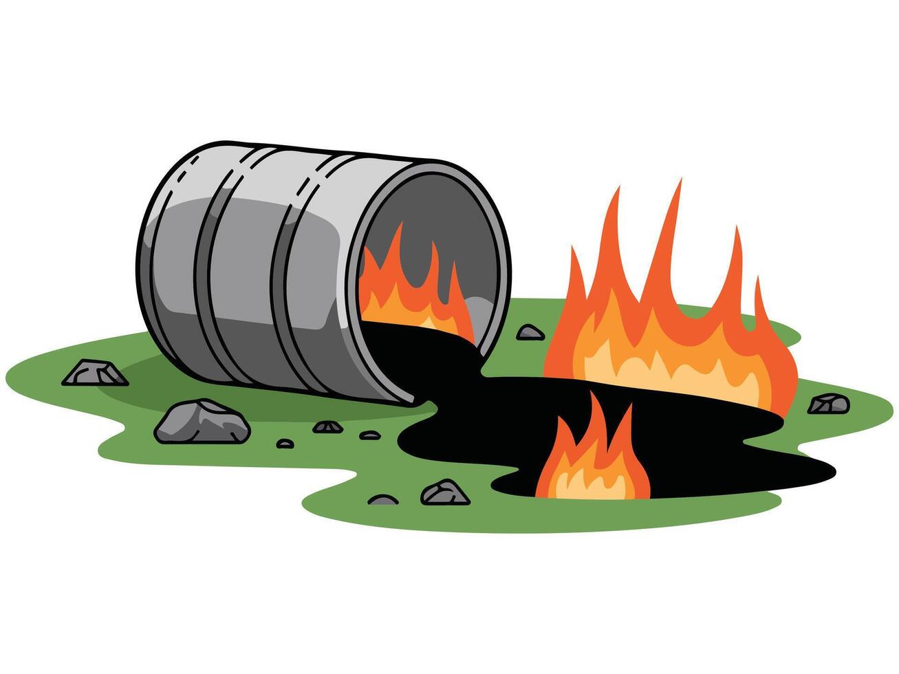 Barrel of burning oil vector