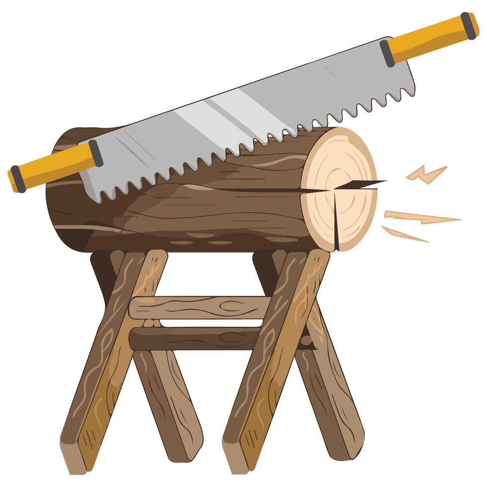 Sawhorse for cutting logs vector