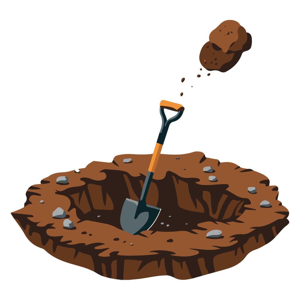 Digging icon shovel vector