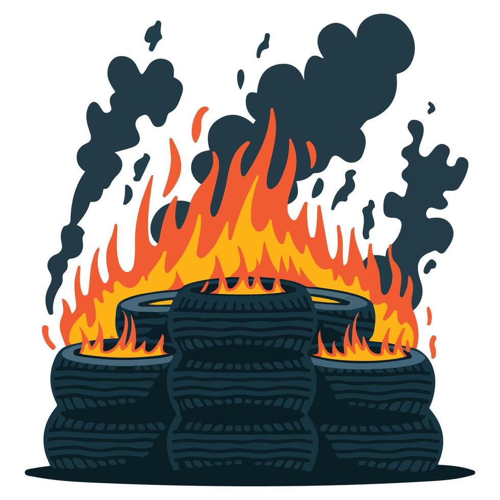 Burning tire icon vector
