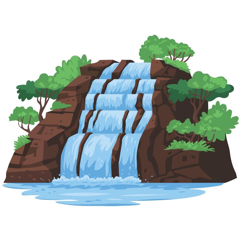Tropical waterfall icon vector