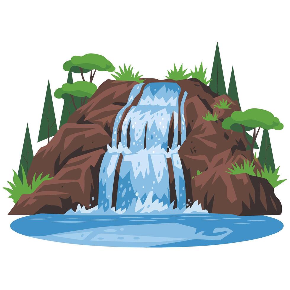 Island waterfall icon vector