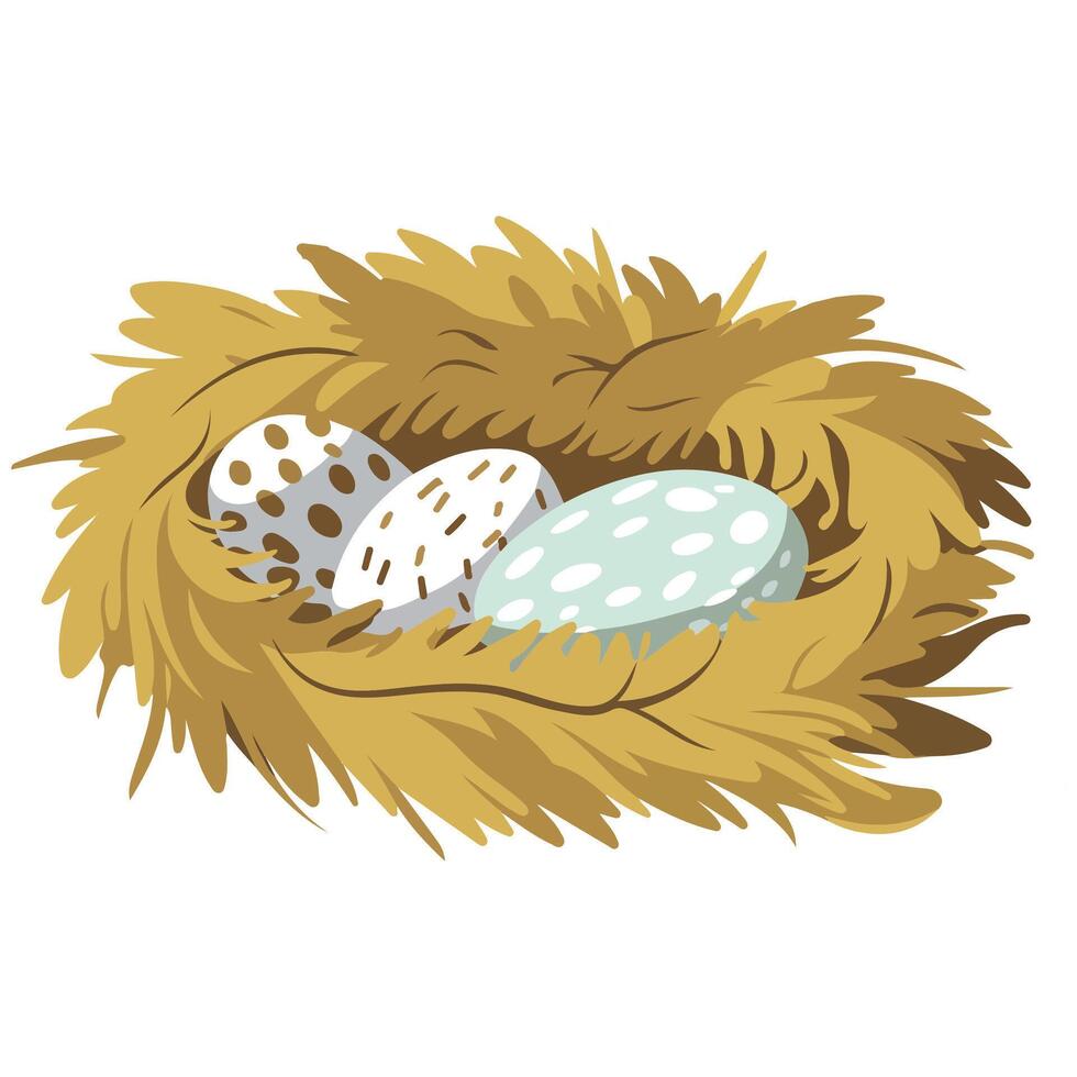 Cartoon birdhouse with eggs in a natural setting vector