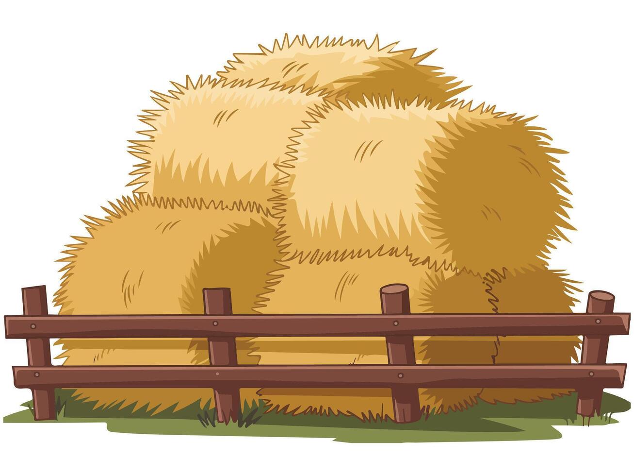 Haystack with rustic fence in a village vector