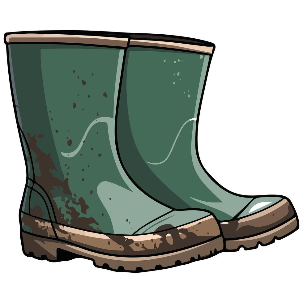 Waterproof boots for gardening and fishing vector