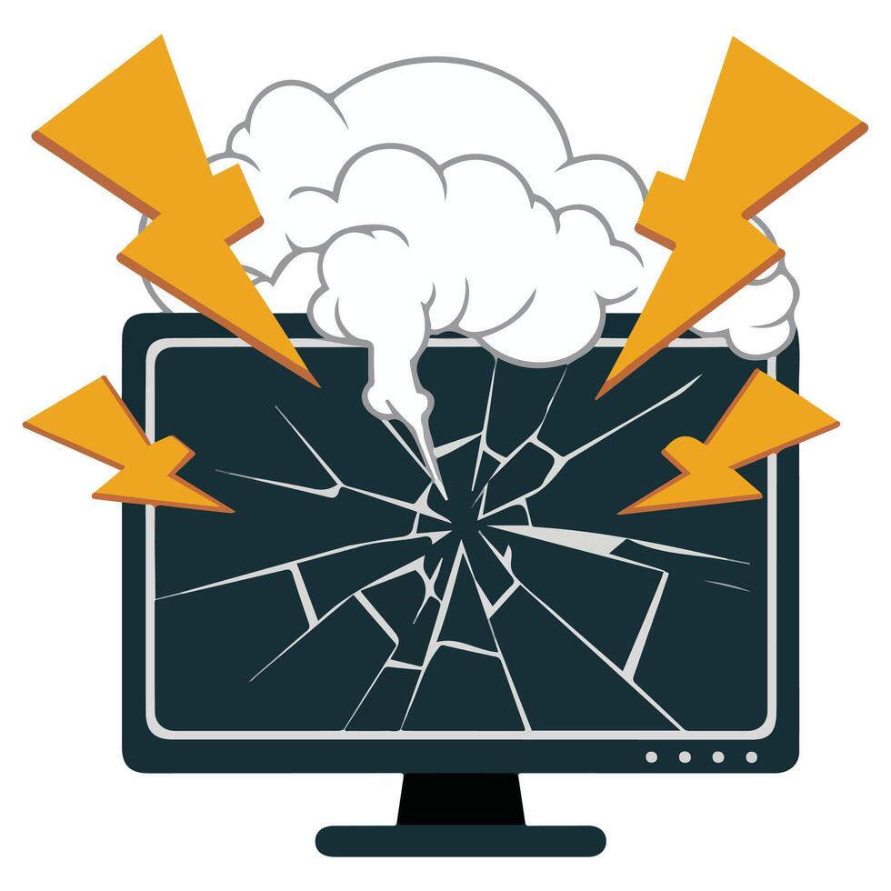 Broken TV screen needing repair vector