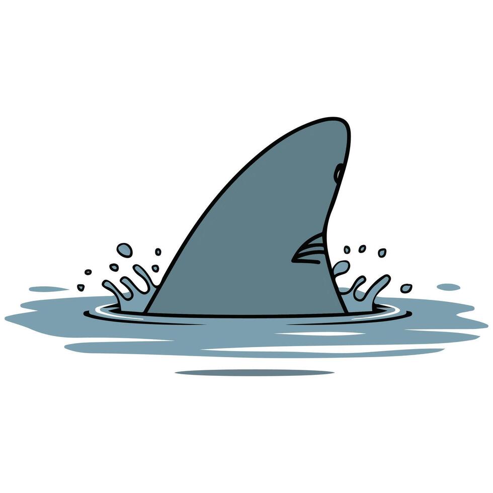 Shark fin under water waves vector