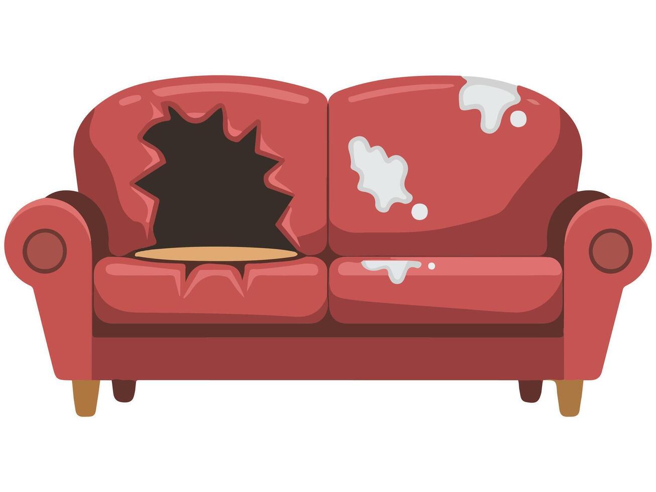 Damaged sofa for interior design vector