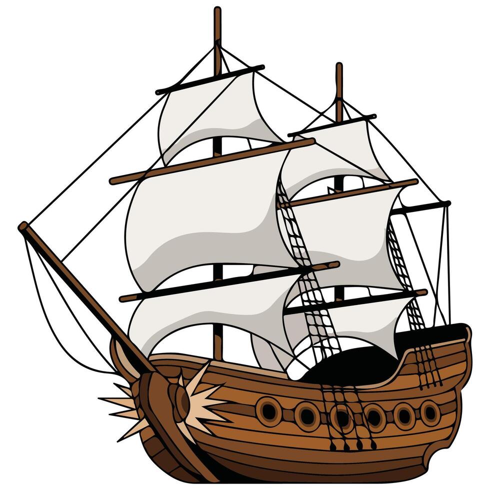 Broken wooden ship after wreck vector